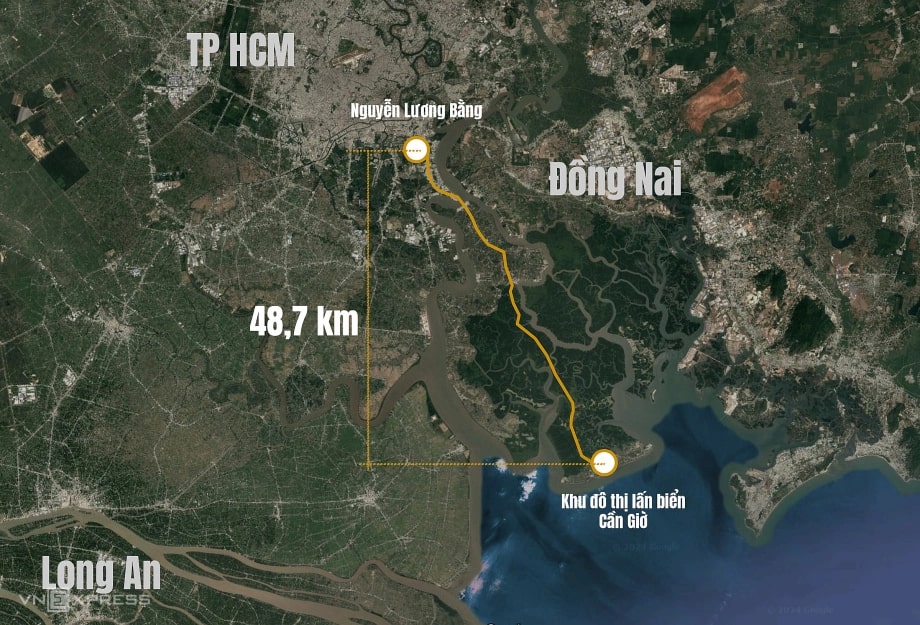 Vị trí Vinhomes Cần Giờ 4 Tuyến Metro TP. HCM đến Vinhomes Cần Giờ dài 48,7km