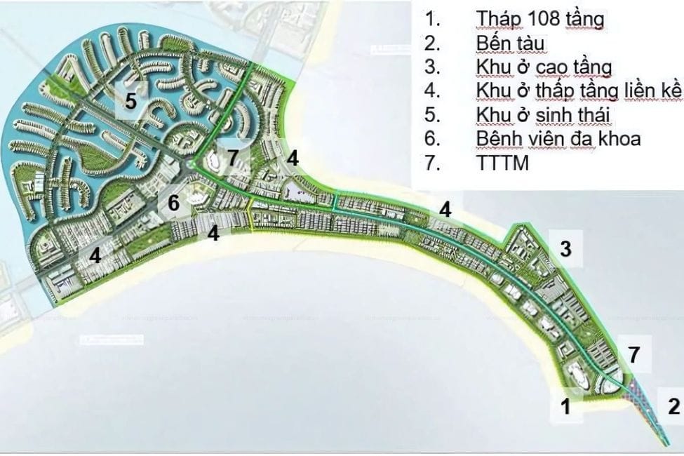Nằm ở vị trí đắc địa với hai mặt hướng biển Đông (Vịnh Gành Rái), giáp các phân khu E, B và D, đây là trung tâm tài chính, thương mại và du lịch cao cấp của dự án.
